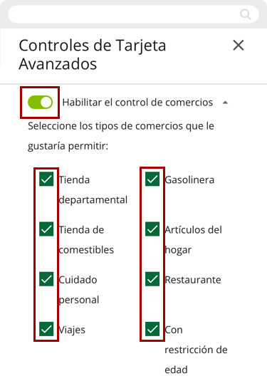Configurando controles de comercios usando un dispositivo móvil, paso 1