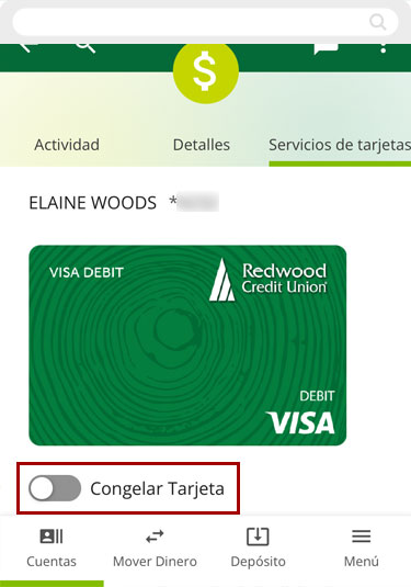 Como congelar or descongelar tarjetas usando un dispositivo móvil, paso 1