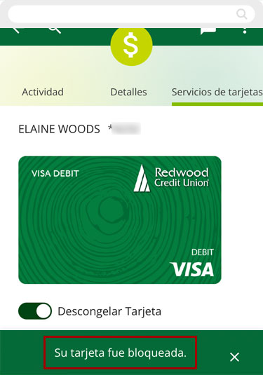 Como congelar or descongelar tarjetas usando un dispositivo móvil, paso 2