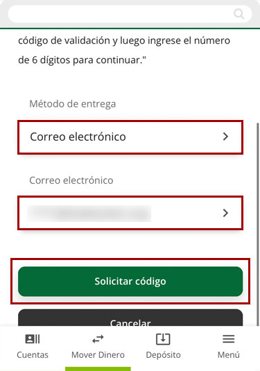 Configurando cuentas externas usando un dispositivo m&oacute;vil, paso 2