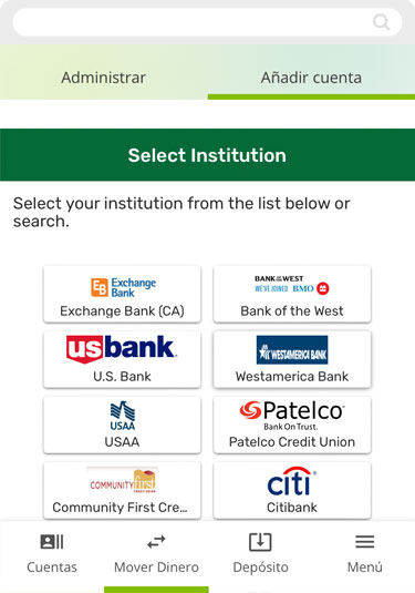 Verificando cuentas instantaneamente usando un dispositivo m&oacute;vil, paso 1
