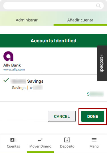 Verificando cuentas instantaneamente usando un dispositivo m&oacute;vil, paso 3