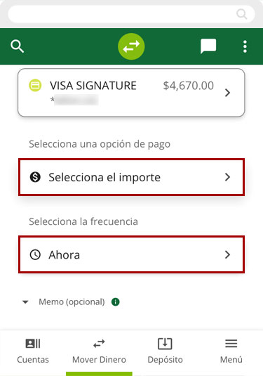 Haciendo un pago usando un dispositivo móvil, paso 3