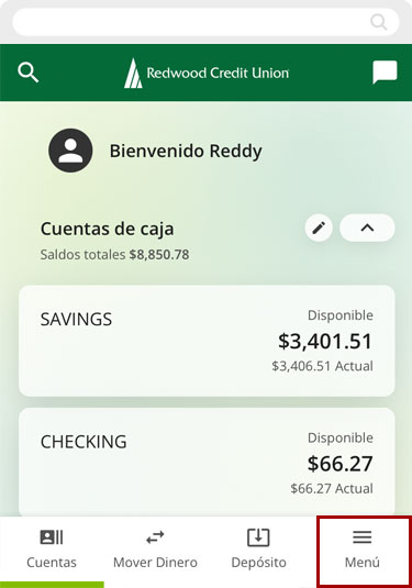 Actualizando información personal usando un dispositivo móvil, paso 1