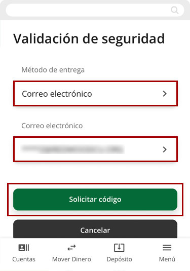 Actualizando información personal usando un dispositivo móvil, paso 4