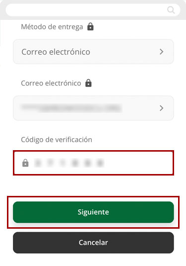 Actualizando información personal usando un dispositivo móvil, paso 5