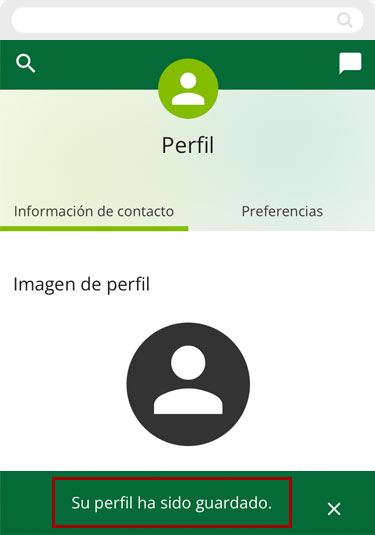 Actualizando información personal usando un dispositivo móvil, paso 6