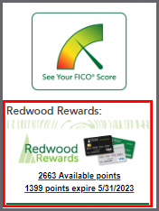 Redwood Rewards link in Sidebar