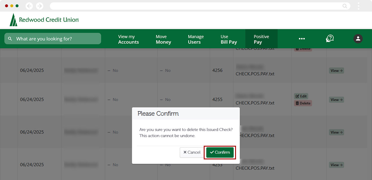 How to delete issued check in desktop, step 4