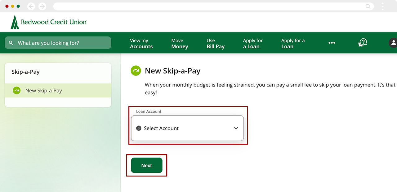 How to skip-a-pay desktop step 3