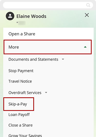 How to skip-a-pay mobile step 2