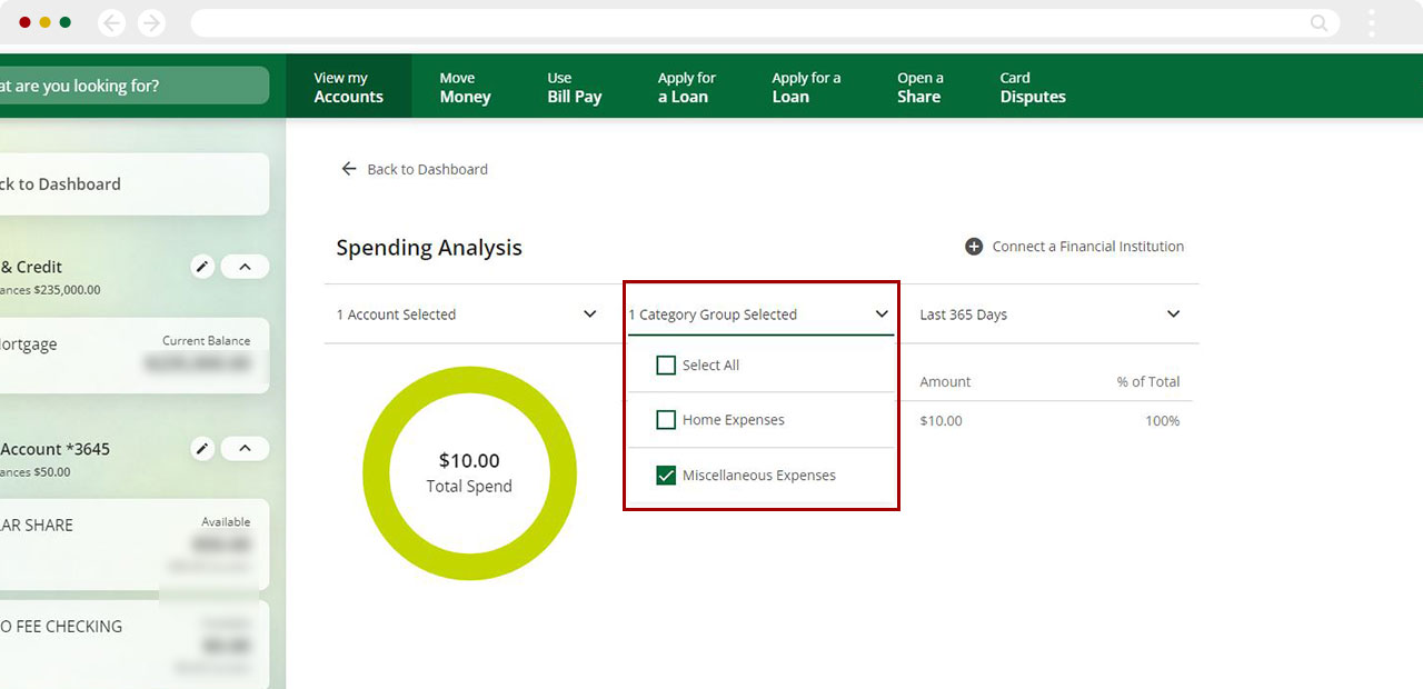 How to conduct a spending analysis with digital banking desktop step 7