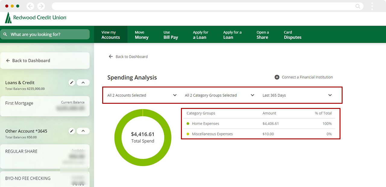 How to conduct a spending analysis with digital banking desktop step 5