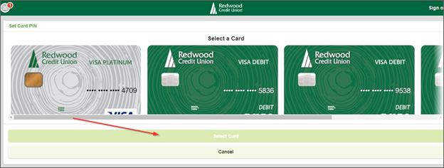 How do I change my Credit/Debit card PIN in the RCU mobile app?