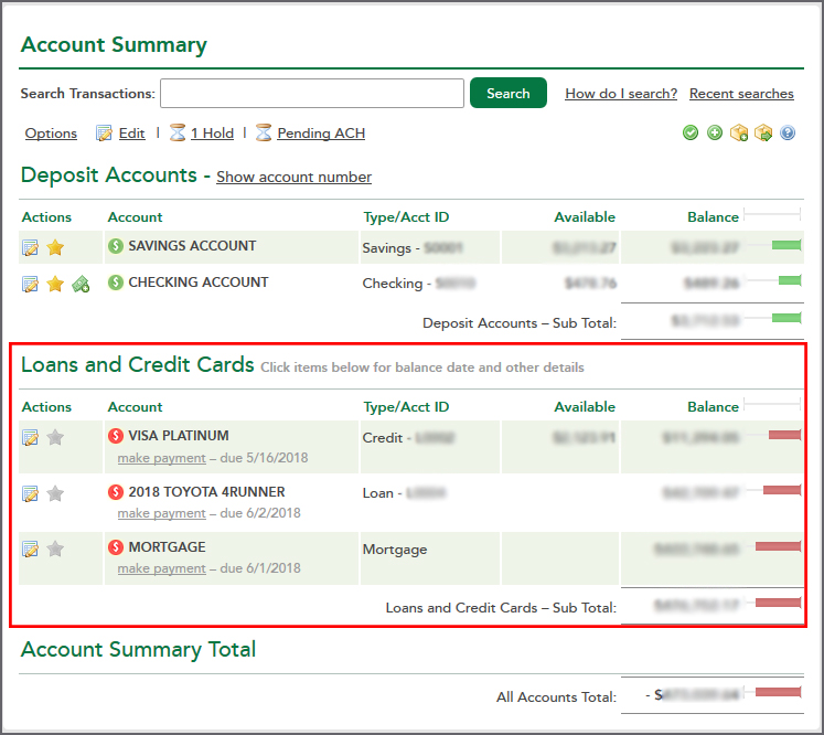 Account Summary Loans