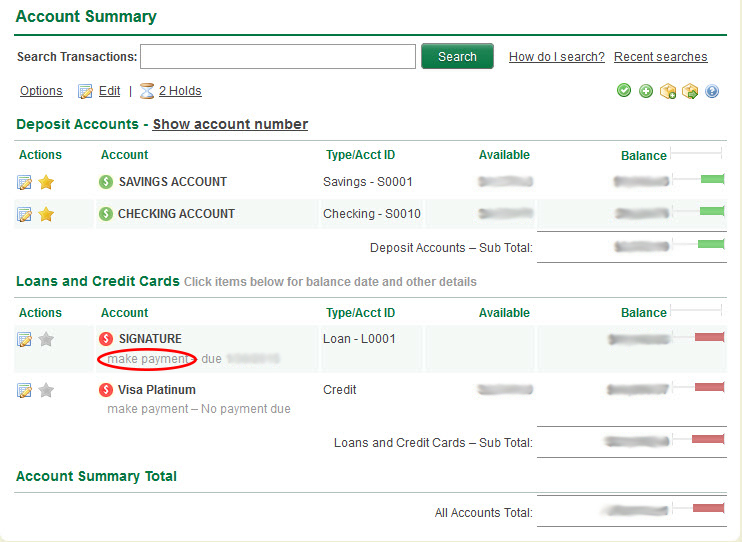 Image of Account Summary  - Make Payment