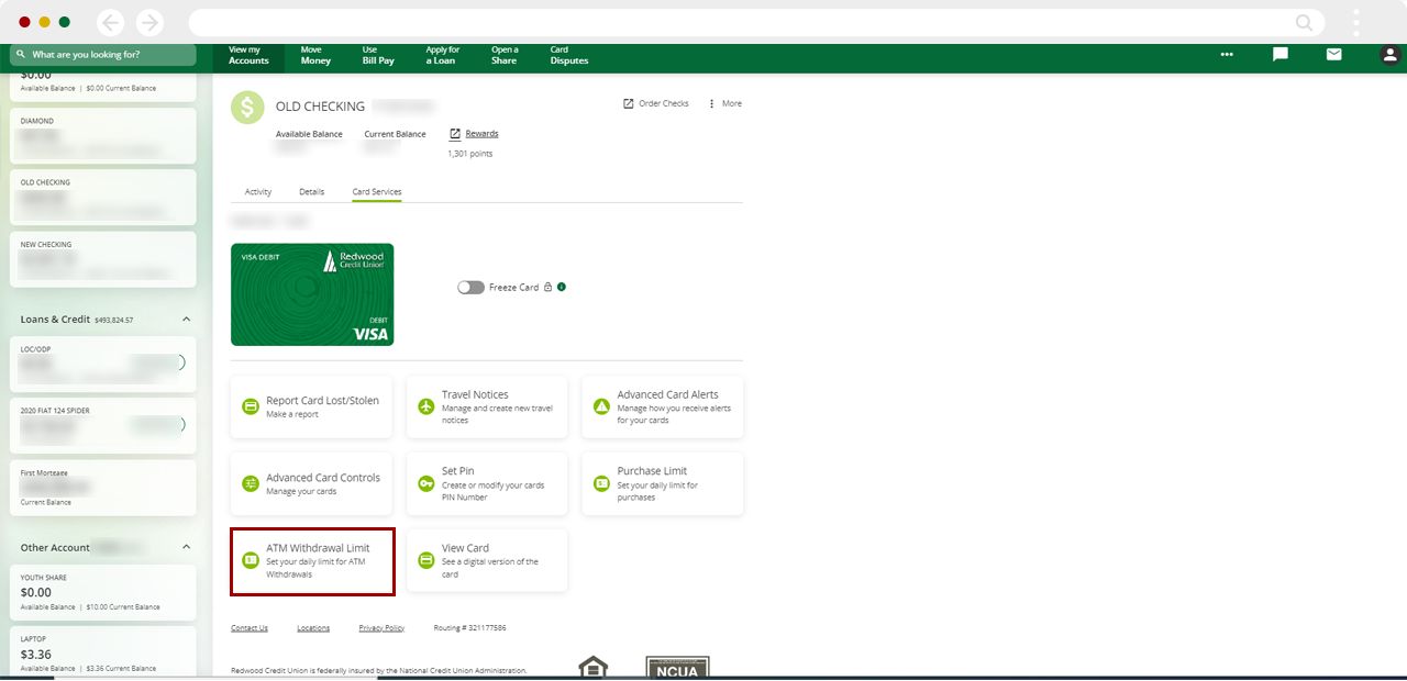 Updating ATM limits on desktop, step 3