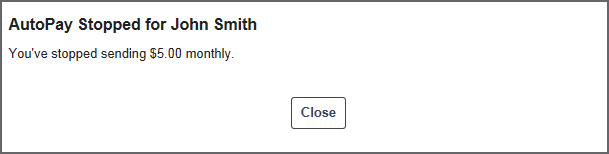 AutoPay Stopped Message