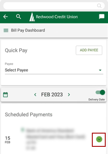 Submitting a bill pay research request in mobile, step 1