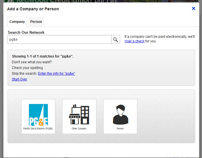 Add a Company or Person to Bill Pay