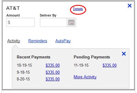 Once on the account information click on Details to edit biller account information.