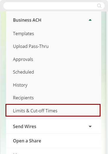 Business ACH cutoff times in mobile, step 1