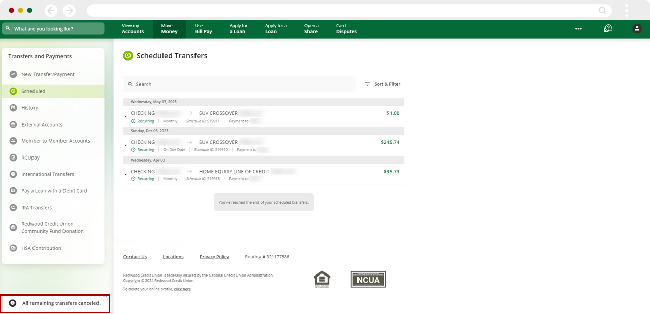 Canceling Visa autopay on desktop, step 5