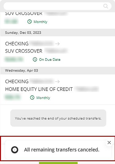Canceling Visa autopay in mobile, step 9