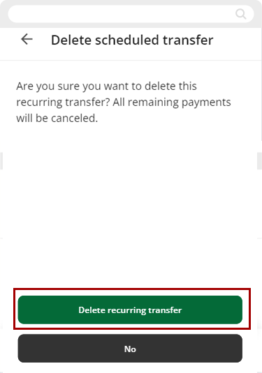 Canceling Visa autopay in mobile, step 6
