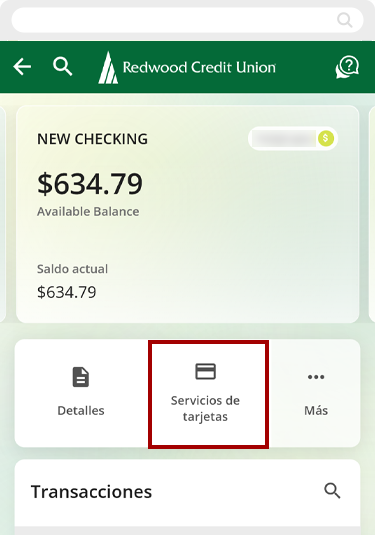 Configurando alertas y controles de tarjetas usando un dispositivo móvil, paso 2
