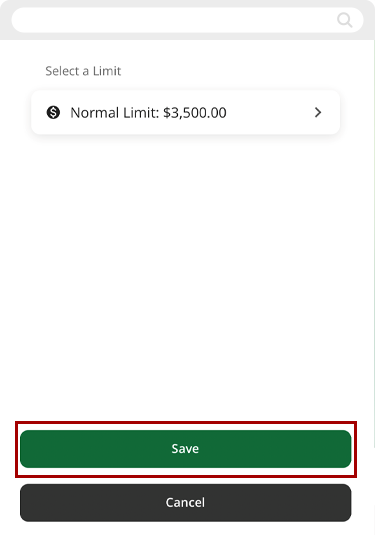 Increasing debit purchase limits in mobile, step 5