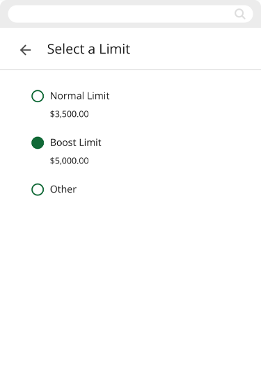 Increasing debit purchase limits in mobile, step 4