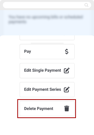 Delete recurring payment in mobile, step 3