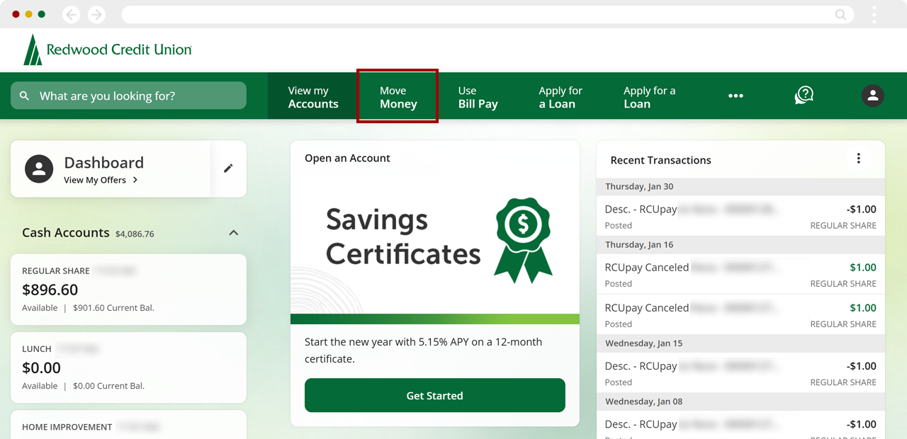 Recurring RCUpay on desktop, step 1