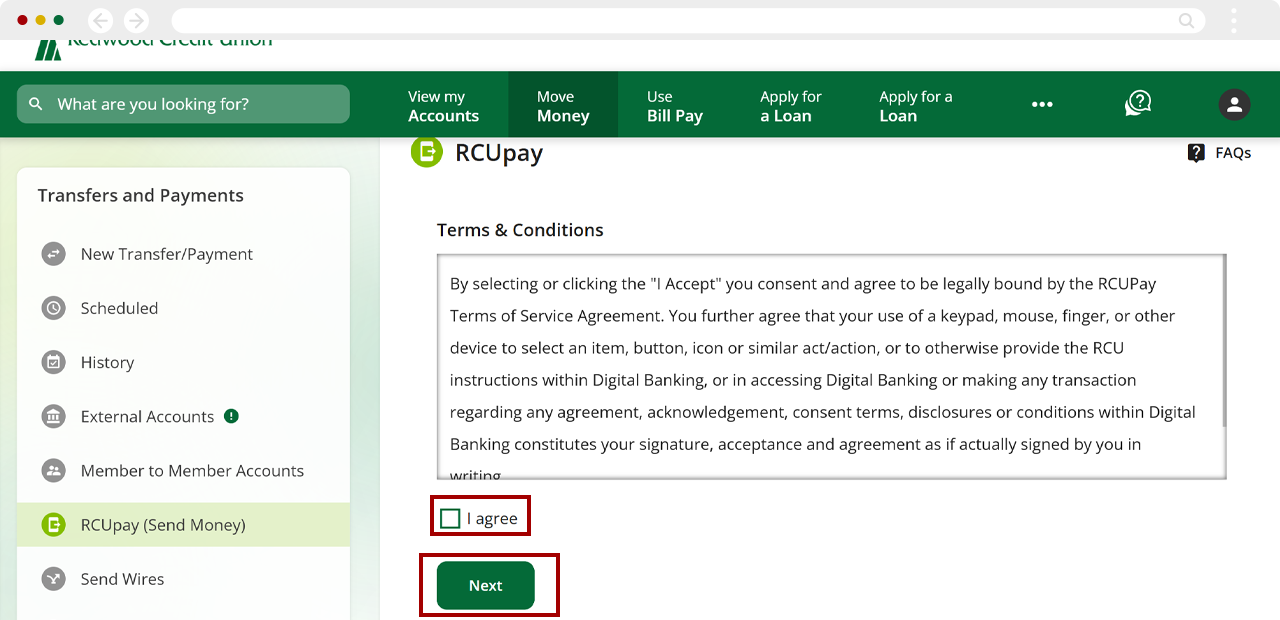 Recurring RCUpay on desktop, step 3