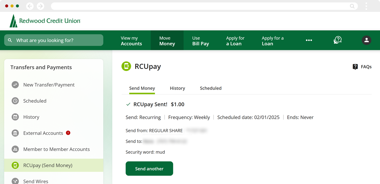 Recurring RCUpay on desktop, step 7