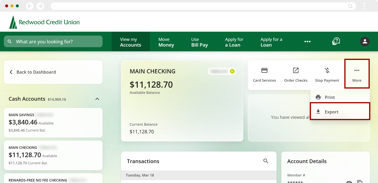 Exporting my RCU account information to Quicken, Quickbooks, or a similar program, step 2