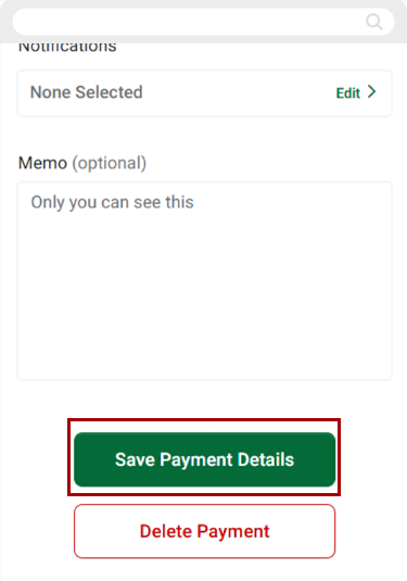 Edit recurring payment in mobile, step 7