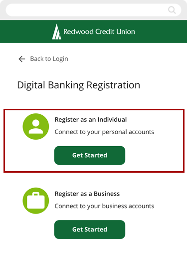Enroll in digital banking in mobile, step 2