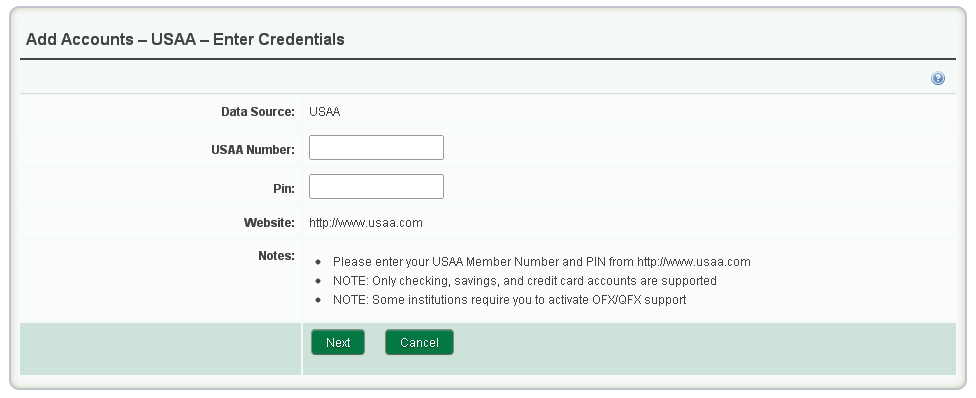 Enter Credentials