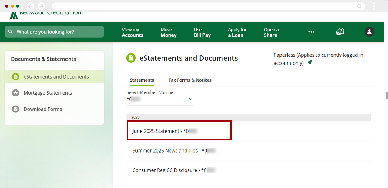 View eStatements in desktop, step 4