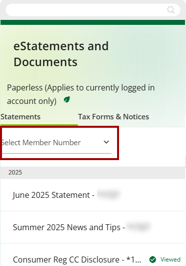 View eStatements in mobile, step 3