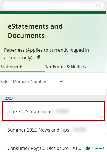 View eStatements in mobile, step 5
