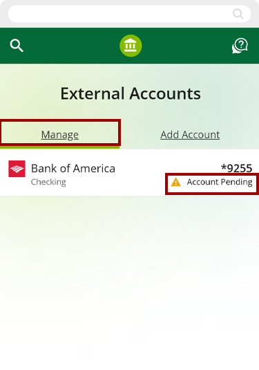 Setting up external transfers manually using the mobile app, step 2