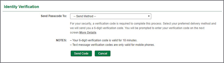 Identity Verification - Send Passcode