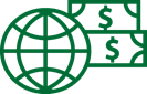 Globe and money icon