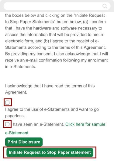 Enabling paperless statements on your first mortgage in mobile, step 8