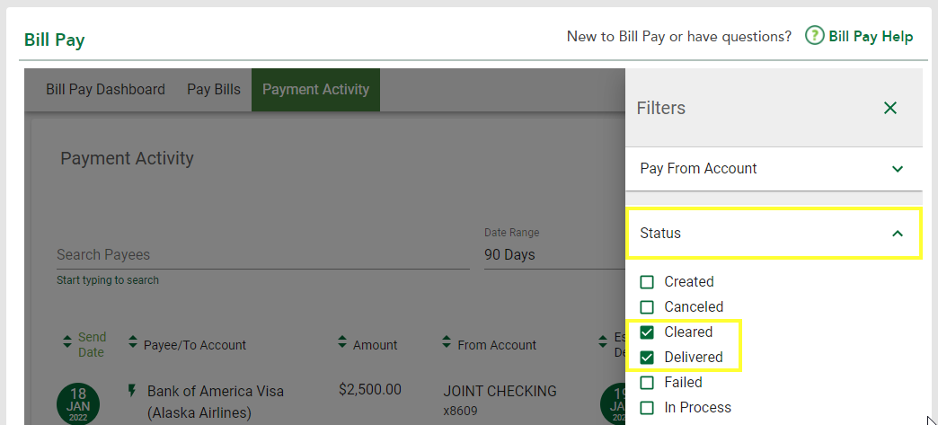 Recent Payments - Payment Activity