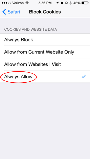 Block Cookies Settings