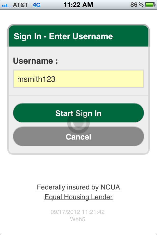 Entering Username